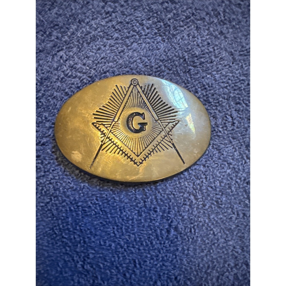 MASON MASONIC BRASS BELT BUCKLE
